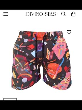 Divino Seas Men’s Black Multicolor Abstract Swim Shorts